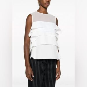 Sacai White Layered Ruffle Top size 2 medium nwt